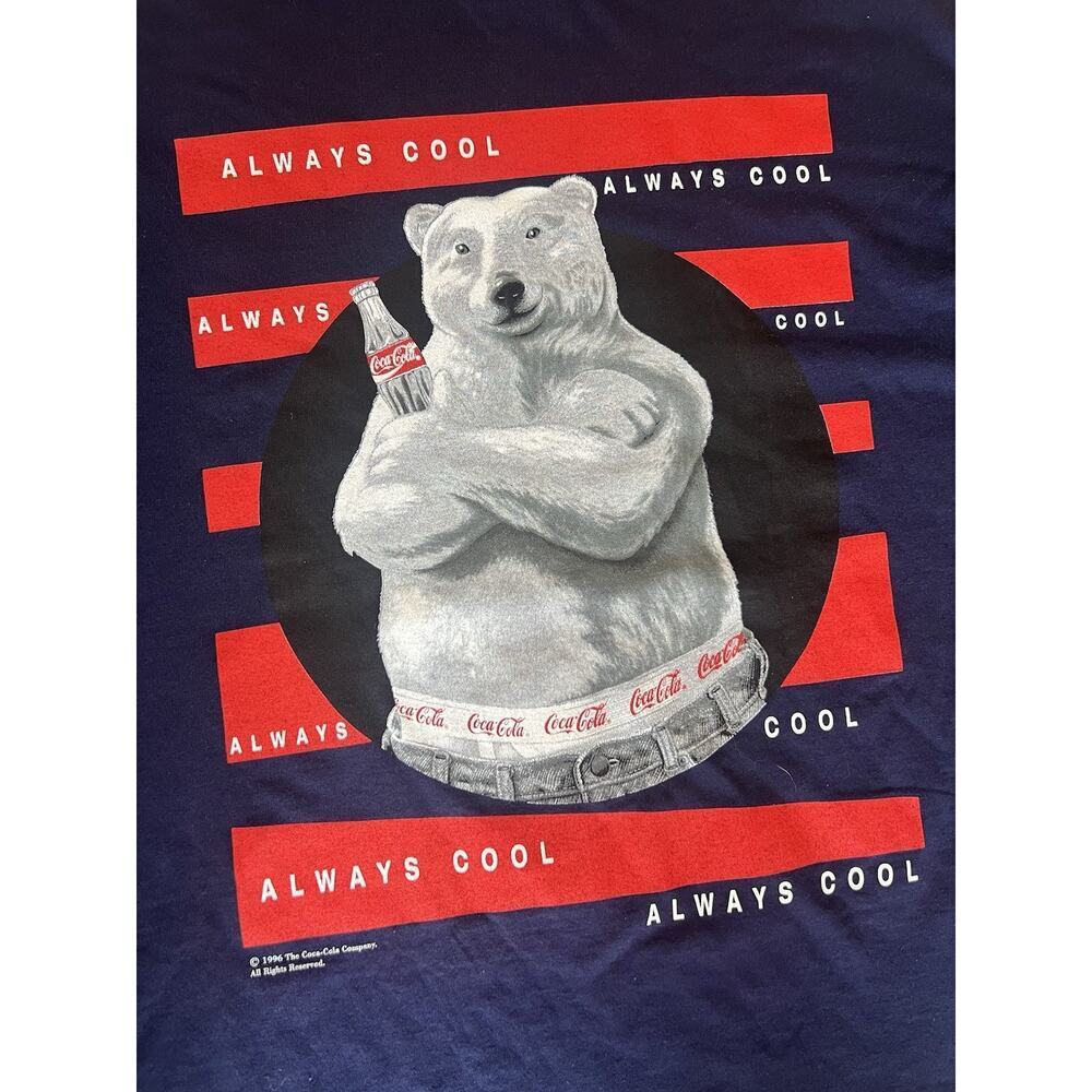 Coca cola polar bear t shirt vintage 1996 Made USA XL single Stitch - Picture 2 of 7